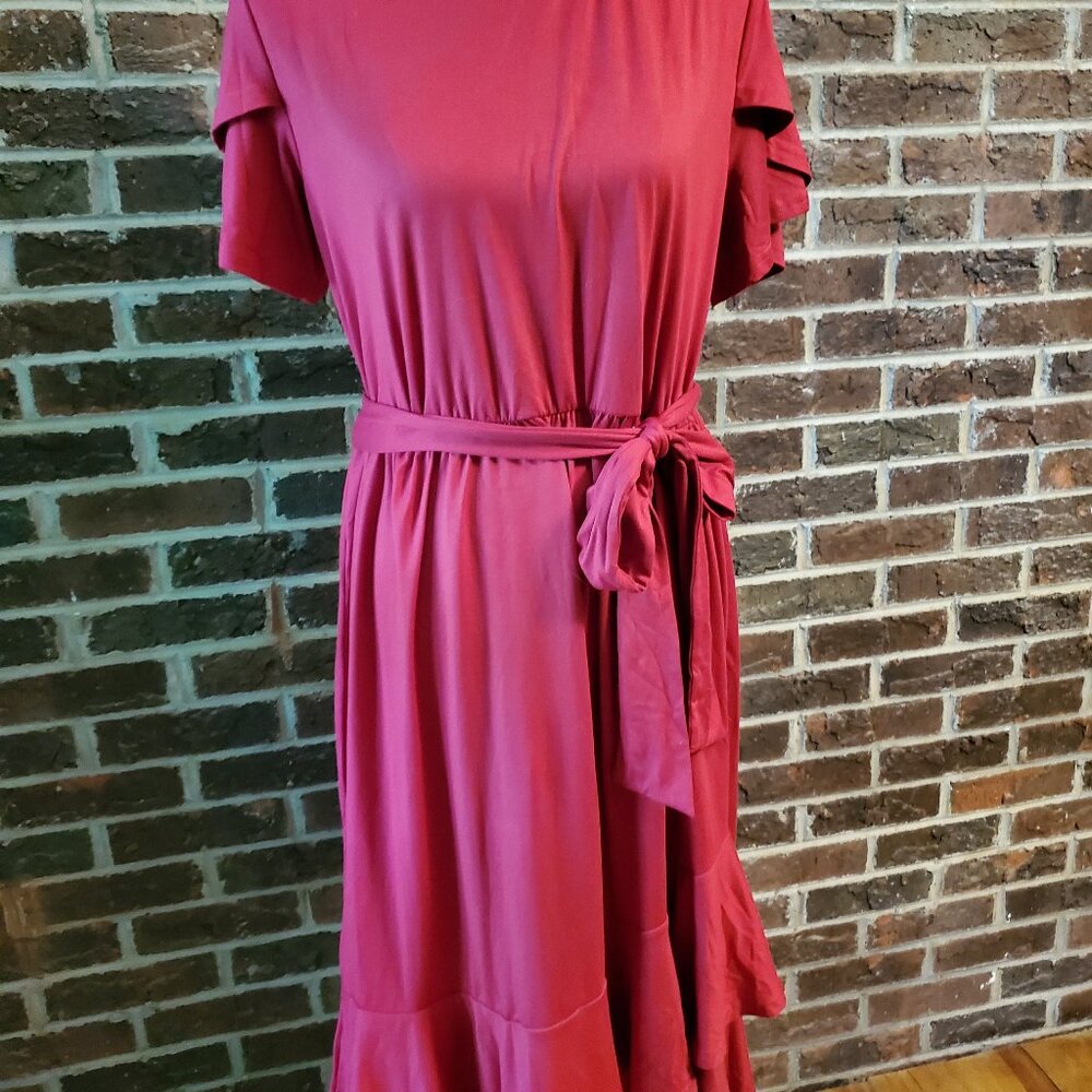 NEW Levaca Short Sleeve Red Knit Dress - Size X-Large